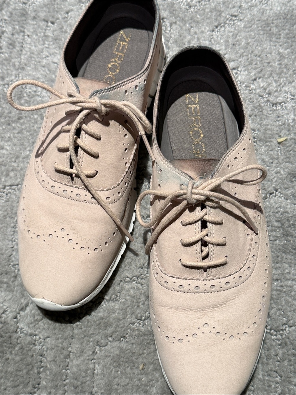 Cole Haan Nude Lace-Up Brogue Flats
